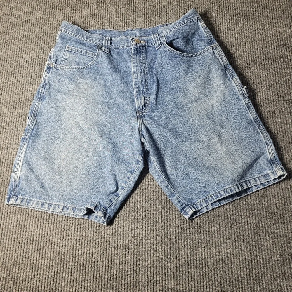 2 Pair Wrangler Carpenter Shorts‎ Denim Size 36 Men Blue Jean Shorts Work Wear